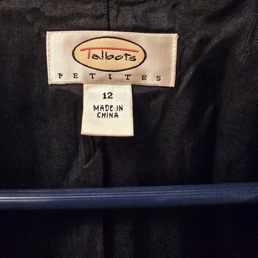 Talbots Classic Black Silk & Cotton Women's Blazer Size 12P - Picture 4 of 8